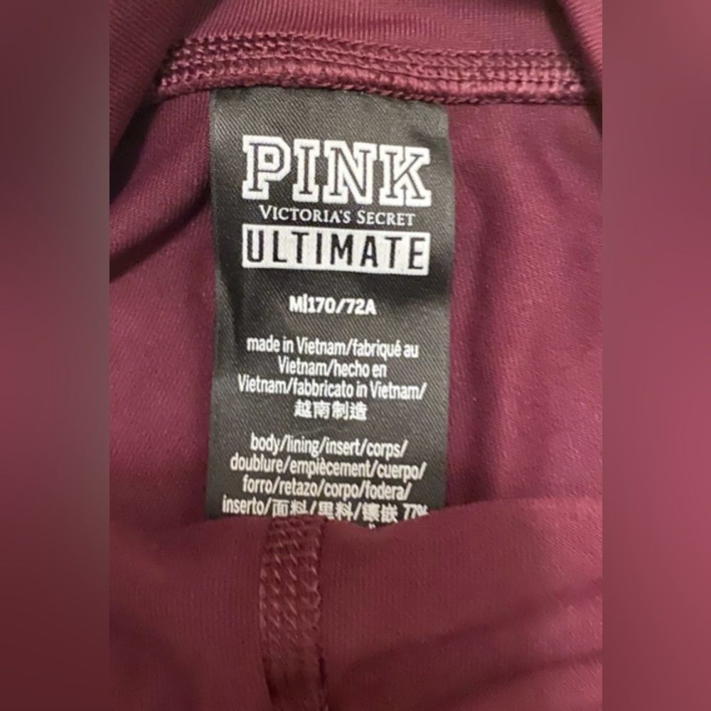 Rare Victoria's Secret PINK Ultimate Leggings Maroon Black Mesh Side NWOT M - Picture 6 of 10